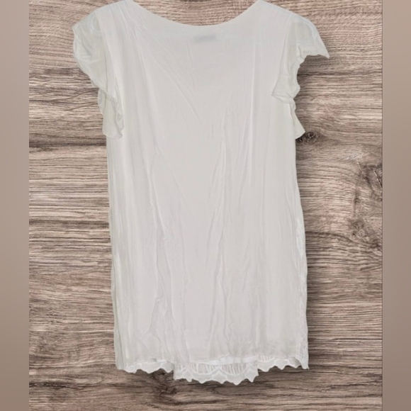 Women's (Medium) White Lightweight Embroidered Boho Lined Sleeveless Blouse - Picture 8 of 16